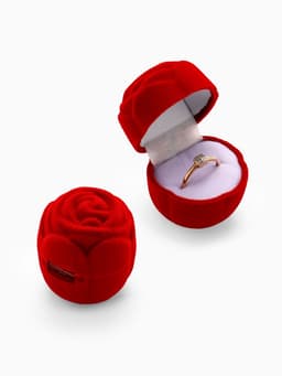 Футляр под кольцо, серёжки «Роза», без листьев, бархатный, 4.5×3.5 см, красный