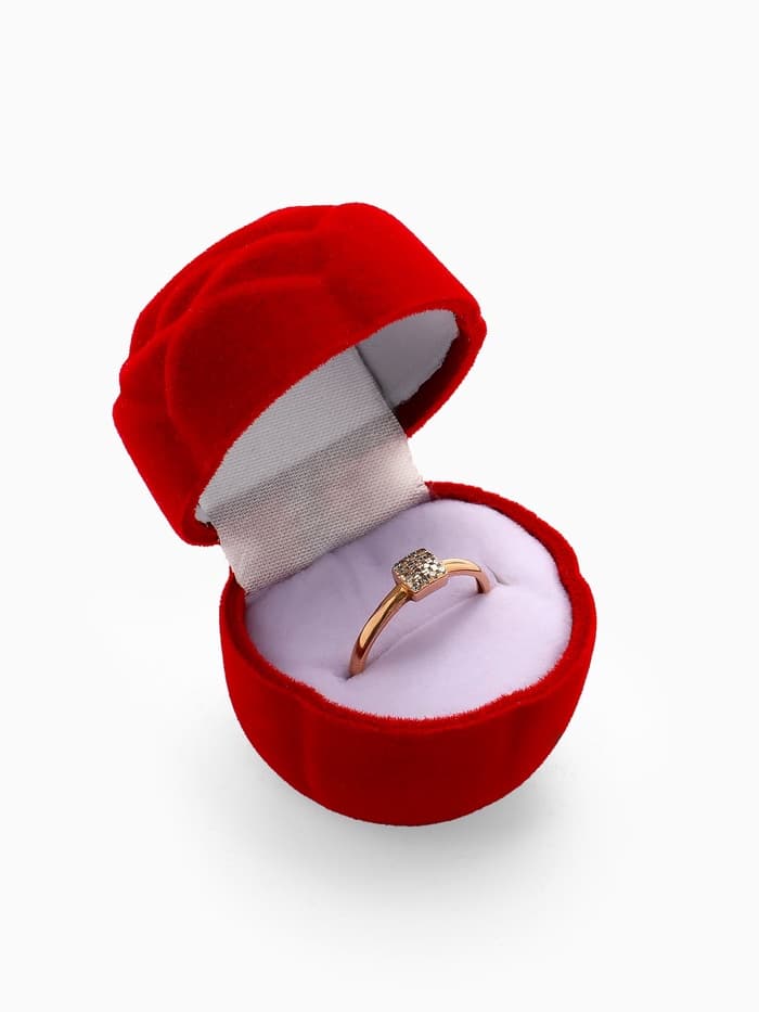 Футляр под кольцо, серёжки «Роза», без листьев, бархатный, 4.5×3.5 см, красный