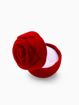 Футляр под кольцо, серёжки «Роза», без листьев, бархатный, 4.5×3.5 см, красный