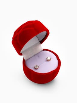 Футляр под кольцо, серёжки «Роза», без листьев, бархатный, 4.5×3.5 см, красный