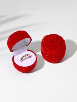 Футляр под кольцо, серёжки «Роза», без листьев, бархатный, 4.5×3.5 см, красный