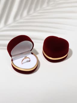 Футляр под кольцо, серьги «Сердце», бархатный, 4×5 см, бордовый с золотом