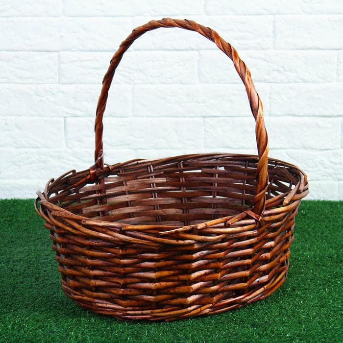 Корзина плетёная для хранения, ива, овальная, тёмно - коричневая, набор 3 шт.