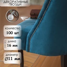 Гвозди ТУНДРА, декоративные, обивочные, фактурные, 11×16 мм, хром, 100 шт.