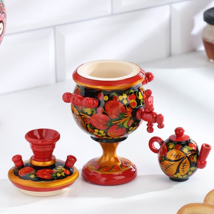 Фигурка «Самовар», хохлома, дерево