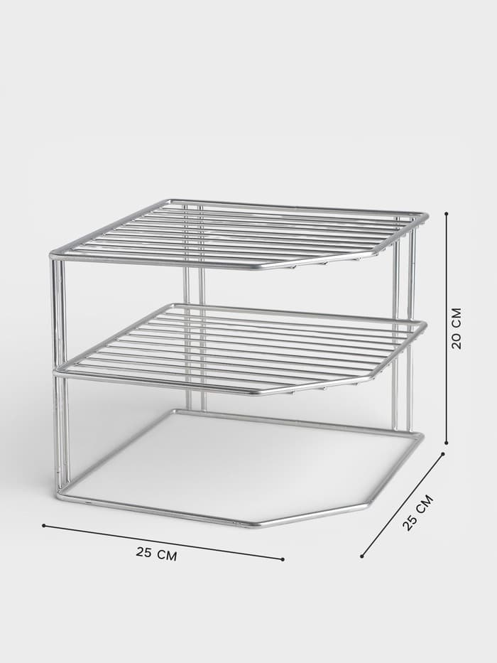 Подставка для посуды, 2 яруса, 25×25×20 см, хром