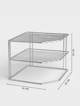 Подставка для посуды, 2 яруса, 25×25×20 см, хром
