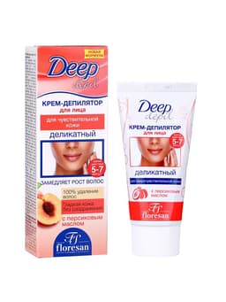 Деликатный крем-депилятор Floresan Deep Depil для удаления волос на лице с маслом персика, 50 мл