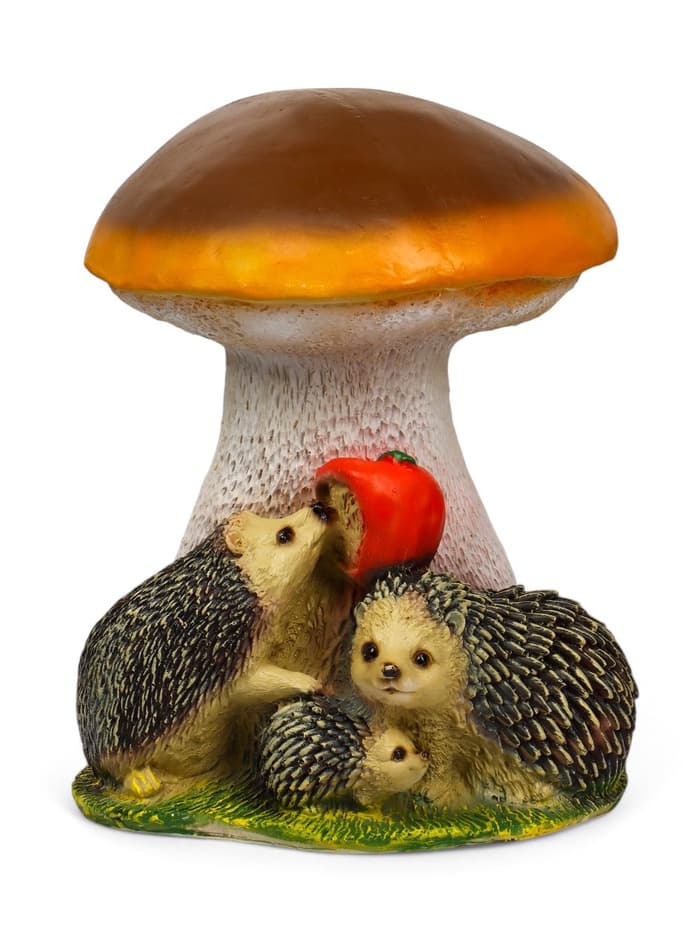 Садовая фигура из полистоуна «Гриб белый с ежами и яблоком», 37×30×30 см