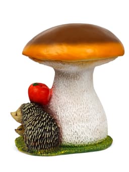 Садовая фигура из полистоуна «Гриб белый с ежами и яблоком», 37×30×30 см