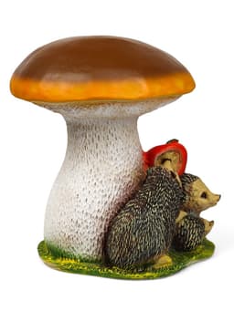 Садовая фигура из полистоуна «Гриб белый с ежами и яблоком», 37×30×30 см