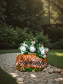 Садовая фигура из полистоуна «Лягушка на камне», 14×30×35 см