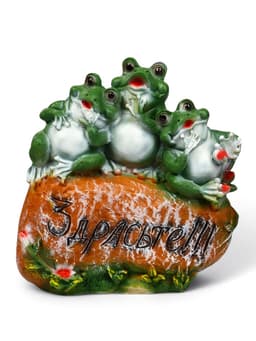 Садовая фигура из полистоуна «Лягушка на камне», 14×30×35 см