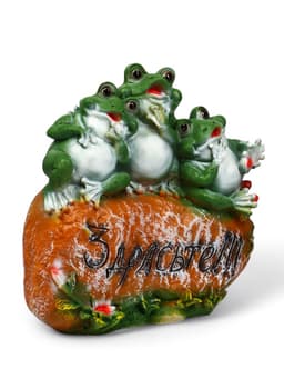 Садовая фигура из полистоуна «Лягушка на камне», 14×30×35 см