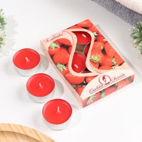 Набор свечей ароматических чайных «Клубника», 3.8×1.6 см, 3.5 ч, 12 г, 6 шт.