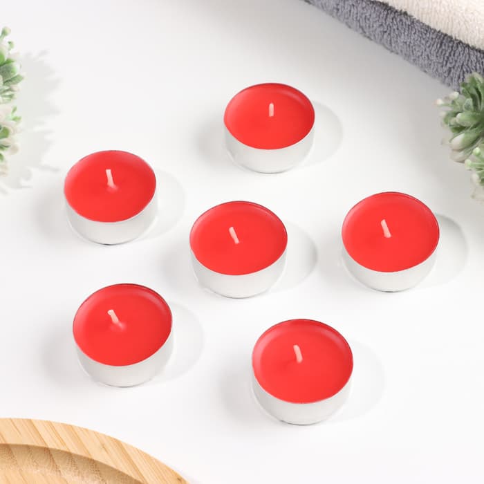 Набор свечей ароматических чайных «Клубника», 3.8×1.6 см, 3.5 ч, 12 г, 6 шт.