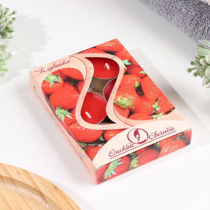 Набор свечей ароматических чайных «Клубника», 3.8×1.6 см, 3.5 ч, 12 г, 6 шт.