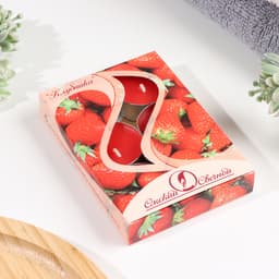 Набор свечей ароматических чайных «Клубника», 3.8×1.6 см, 3.5 ч, 12 г, 6 шт.