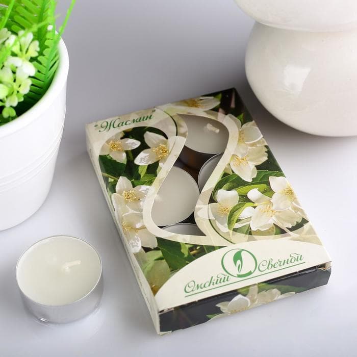 Набор свечей ароматических чайных «Жасмин», 3.8×1.6 см, 3.5 ч, 12 г, 6 шт.