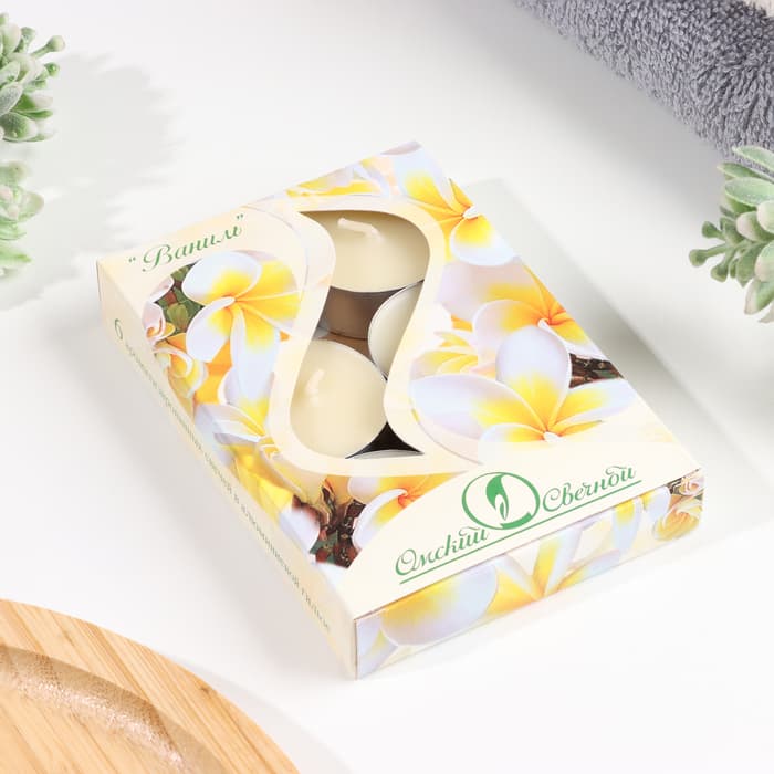 Набор свечей ароматических чайных «Ваниль», 3.8×1.6 см, 3.5 ч, 12 г, 6 шт.