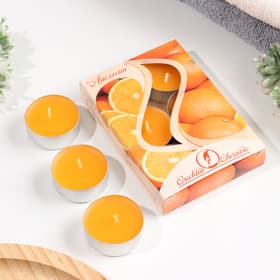Набор свечей ароматических чайных «Апельсин», 3.8×1.6 см, 3.5 ч, 12 г, 6 шт.