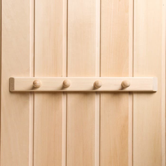 Вешалка для бани и сауны, липа, 40×5×6.5 см, 4 крючка, «Добропаровъ»