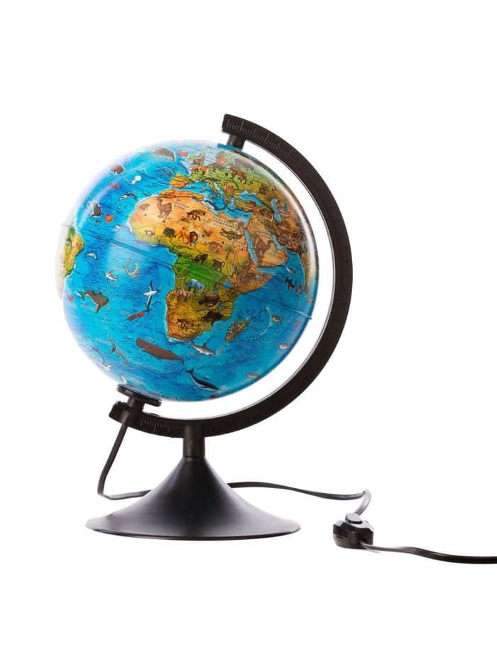 Глобус зоогеографический, Глобен «Классик Евро», диаметр 210 мм, детский, с подсветкой