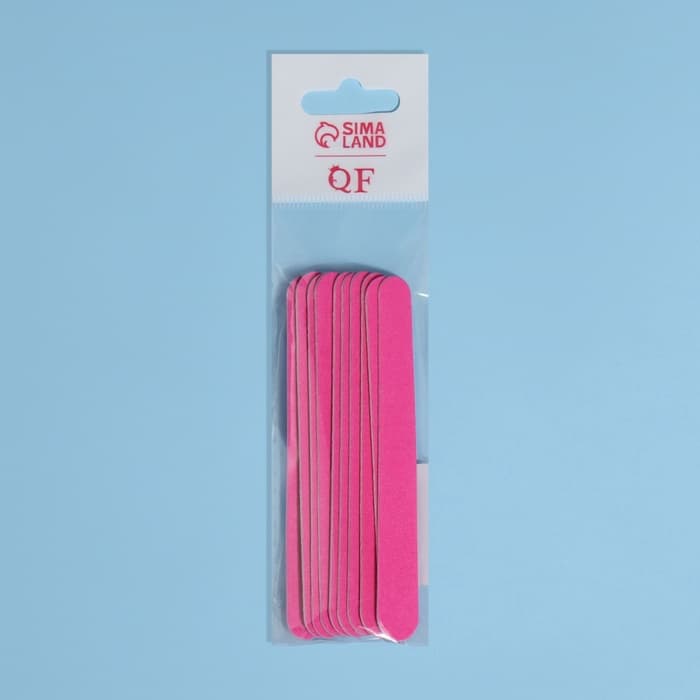 Набор пилок для ногтей на деревянной основе, форма прямая, 200/200 грит, 10 см, 10 шт., МИКС