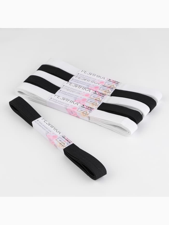 Резинки бельевые, 15 мм, 2±0.5 м, набор 6 шт., белые, чёрные