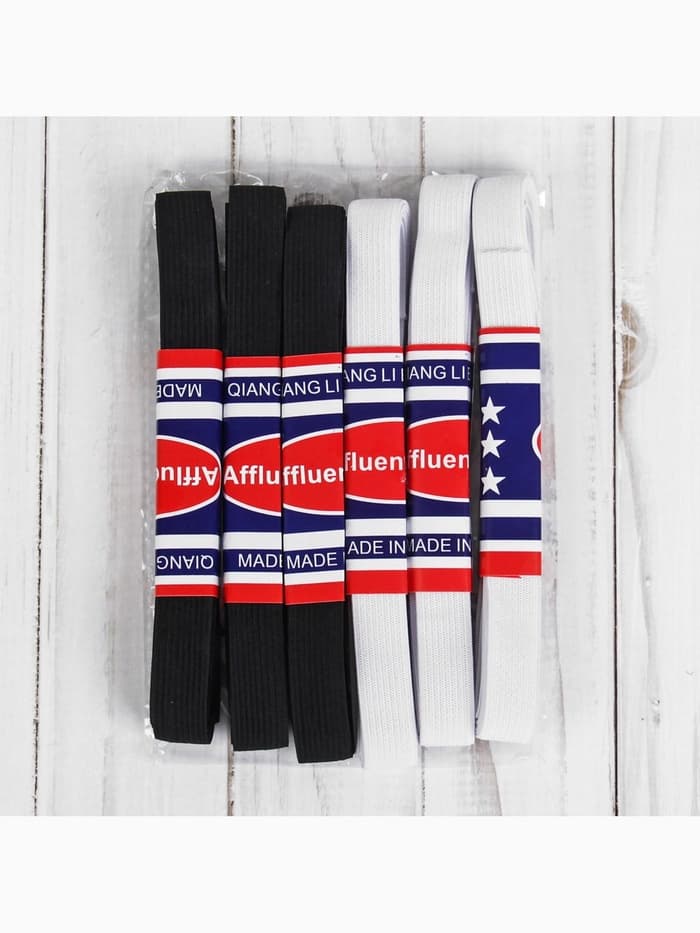 Резинки бельевые, 15 мм, 2±0.5 м, набор 6 шт., белые, чёрные