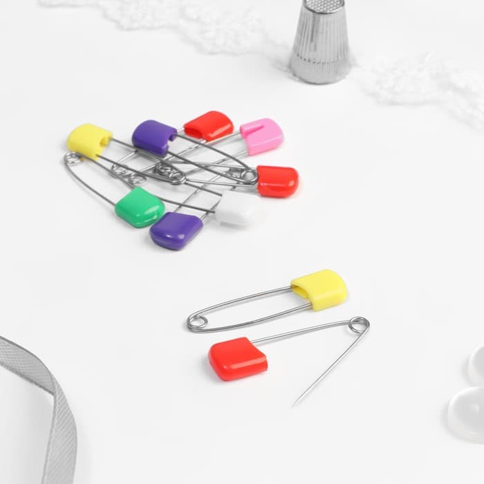 Булавки английские, безопасные, 38 мм, 10 шт., цвет разноцветный