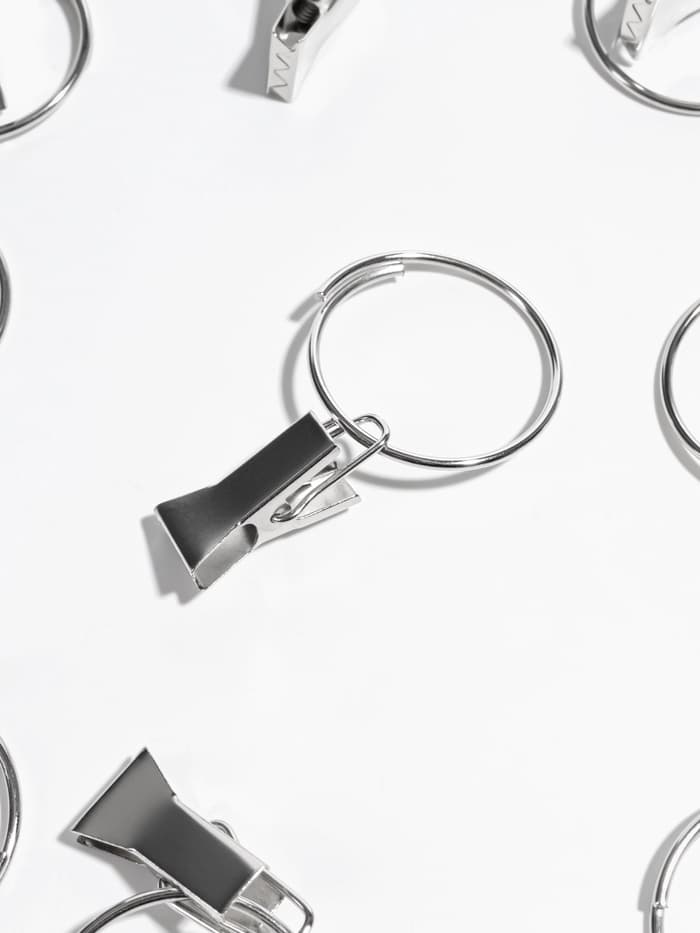 Кольцо для карниза, с зажимом, d=30/33 мм, 20 шт., цвет серебряный