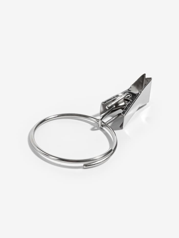 Кольцо для карниза, с зажимом, d=30/33 мм, 20 шт., цвет серебряный