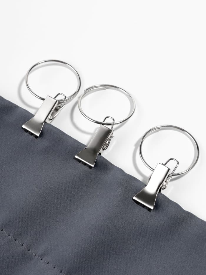 Кольцо для карниза, с зажимом, d=30/33 мм, 20 шт., цвет серебряный