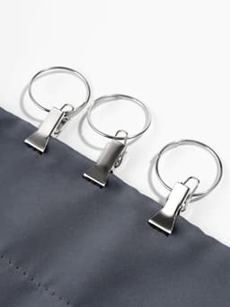 Кольцо для карниза, с зажимом, d=30/33 мм, 20 шт., цвет серебряный