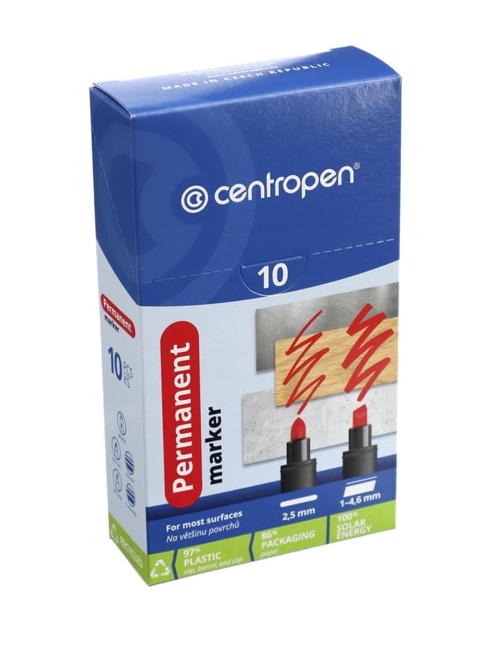 Маркер перманентный Centropen 8566, синий, узел 5.0 мм, линия 2.5 мм