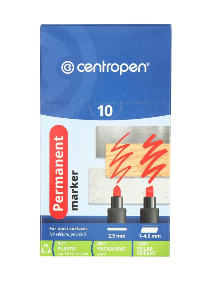 Маркер перманентный Centropen 8566, красный, узел 5.0 мм, линия 2.5 мм