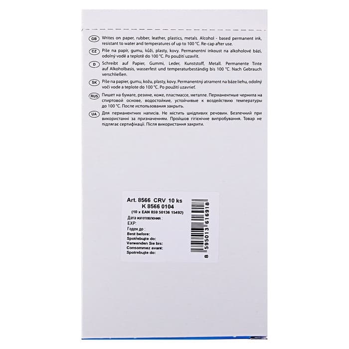 Маркер перманентный Centropen 8566, красный, узел 5.0 мм, линия 2.5 мм