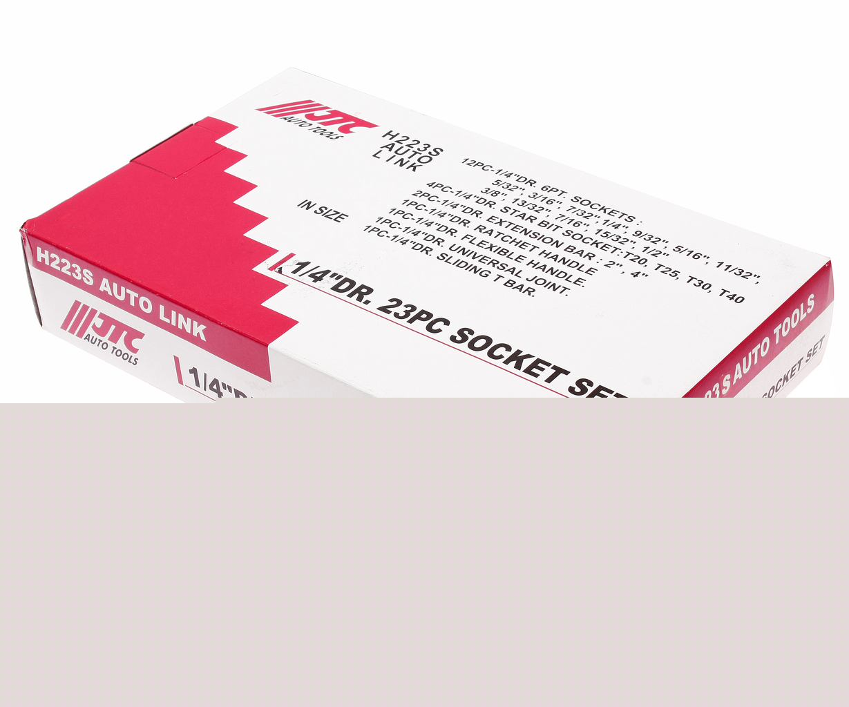 Набор головок торцевых 6-гранных и насадок 1/4" 5/32"-1/2", T20-T40 (в кейсе) 23 предмета JTC /1 JTC-H223S