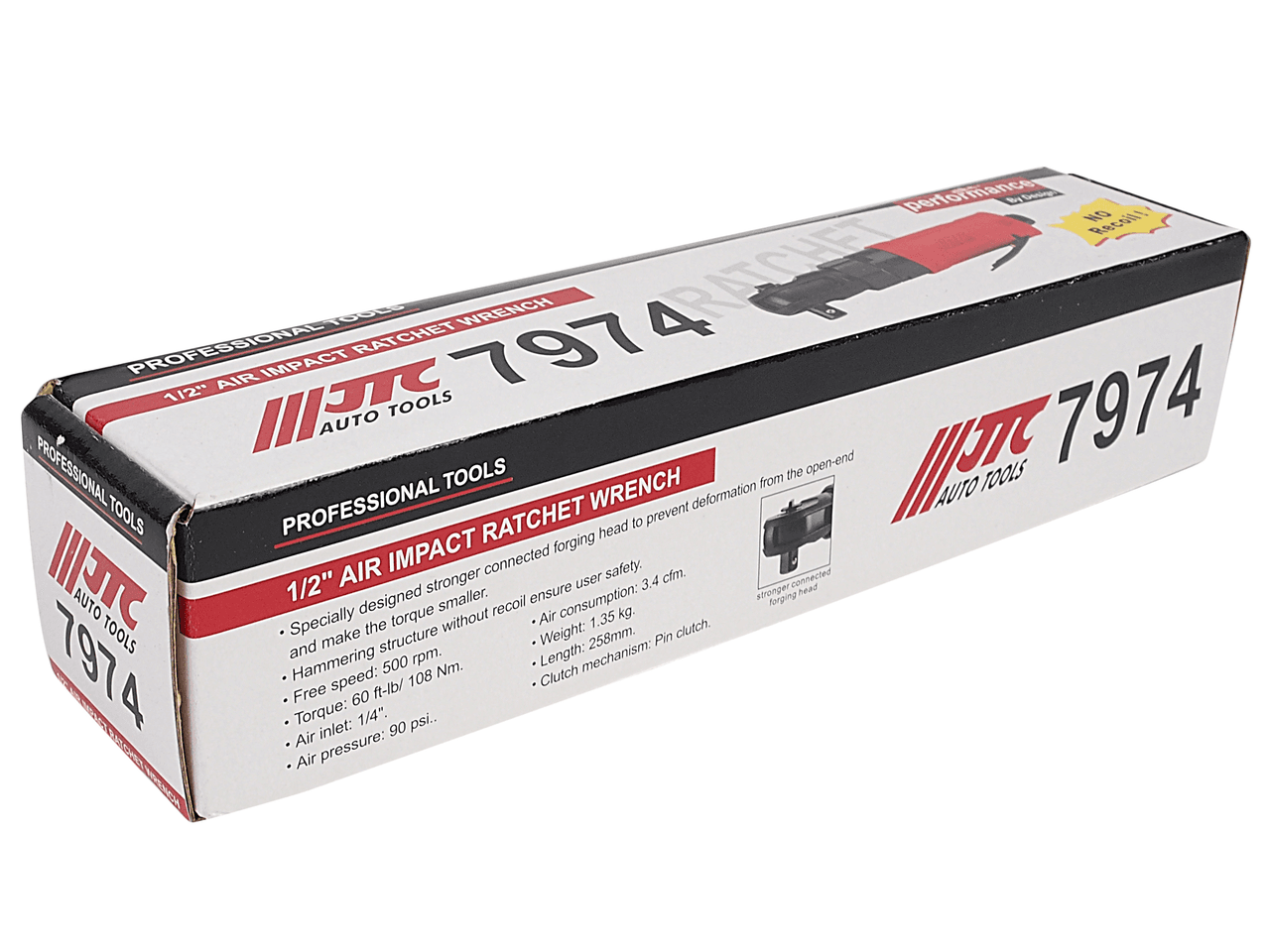 Пневмотрещотка 1/2" усиленная ударная (108 Nm) 90PSI 500 об/мин (аналог JTC-3832-OLD) JTC JTC-7974