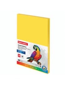 Бумага цветная BRAUBERG, А4, 80 г/м2, 100 л., интенсив, желтая, для офисной техники, 112450