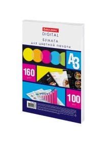 Бумага для цветной лазерной печати БОЛЬШОЙ ФОРМАТ (297х420), А3, 160 г/м2, 100 л., BRAUBERG, 115382