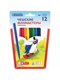 Фломастеры 12 ЦВЕТОВ CENTROPEN "Пингвины", смываемые, вентилируемый колпачок, 7790/12ET, 7 7790 1286