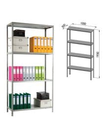 Стеллаж металлический ПРАКТИК "MS KD", сборная стойка, 1950х1000х500 мм, 4 полки, MS 200/100х50/4