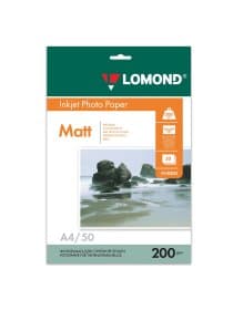 Фотобумага матовая, А4, 200 г/м2, двусторонняя, 50 листов, LOMOND, 0102033