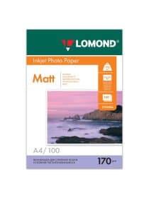 Фотобумага матовая, А4, 170 г/м2, двусторонняя, 100 листов, LOMOND, 0102006