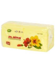 Салфетки бумажные 250 штук, 24х24 см, LAIMA, желтые, 100% целлюлоза, 111948