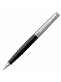 Ручка перьевая PARKER "Jotter Originals Black Chrome CT", корпус черный, детали из нержавеющей стали, синяя, 2096894