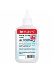 Клей канцелярский силикатный BRAUBERG "Standard" (для бумаги, картона) 110 г, 228416