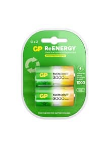 Батарейки аккумуляторные GP ReEnergy Ni-Mh КОМПЛЕКТ 2 шт., С (HR14), 3000 mAh, 300CHCRGY-2CRCB2